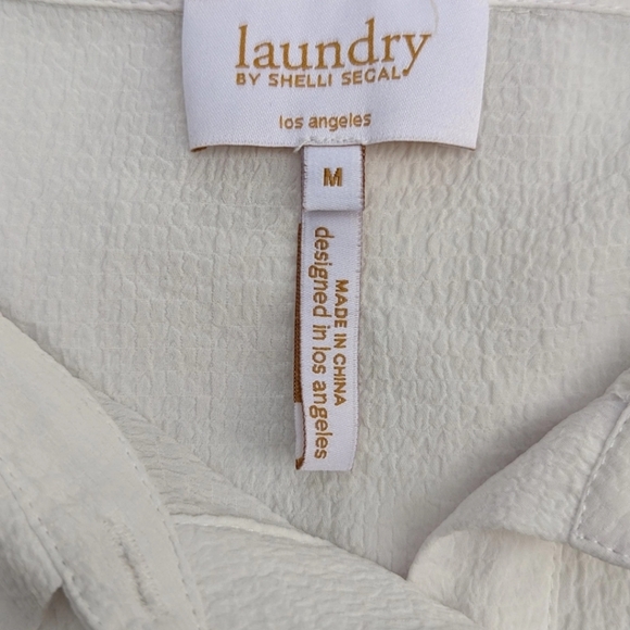 Laundry by Shelli Segal Womens Button Down Shirt Cream Size Medium - Picture 11 of 16